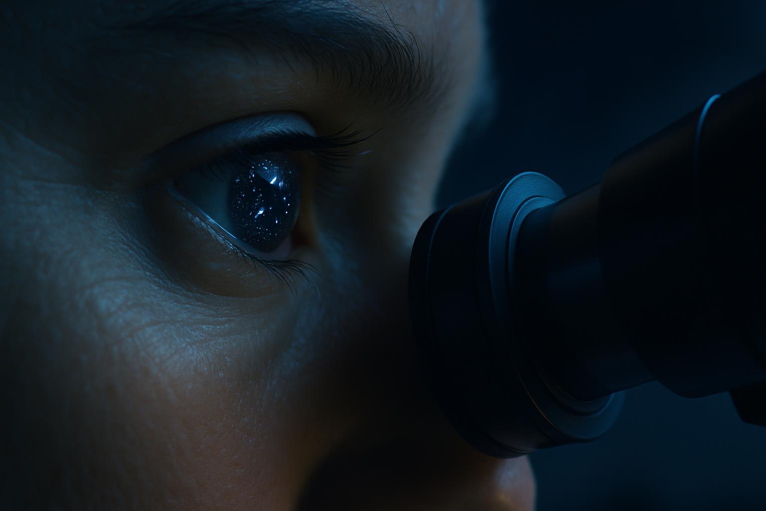 Pessoa observando o céu com telescópio